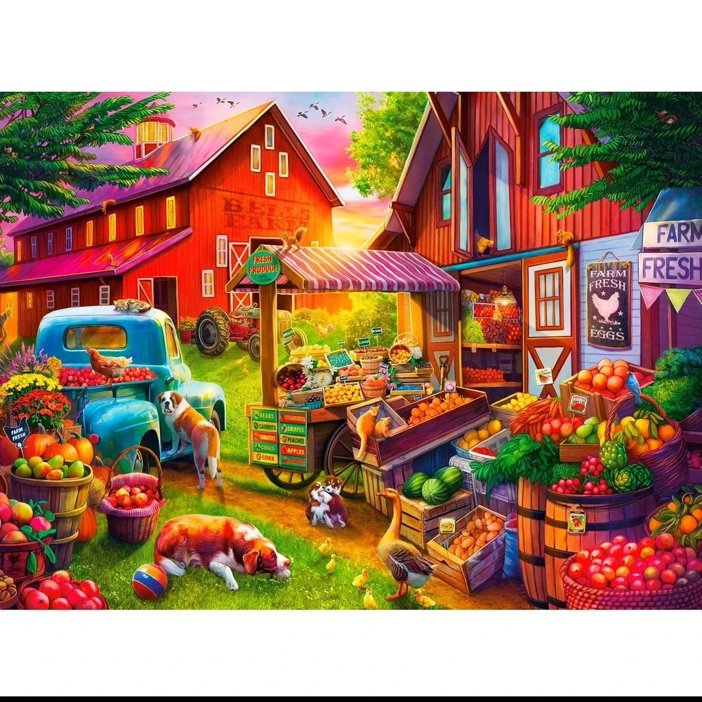 Buffalo Games Country Life Farm Fresh Market 1000 Piece Puzzle Limited Edition